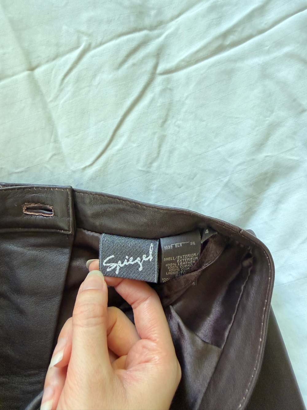 Vintage Spiegel Leather Chocolate Brown Mini Skirt - Picture 3 of 5